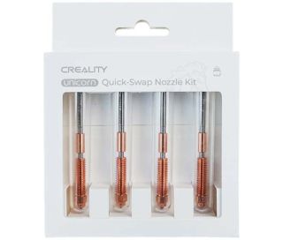 CRE-K1-BUSKIT, Lot de 4 buses haut débit pour imprimantes K1/C/Max de Creality : 0.4/0.6/0.8mm, vue principale des 4 buses dans leur emballage