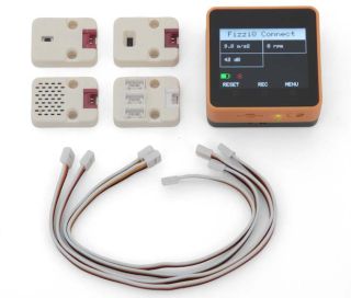 FIZ-PACK-01, Pack découverte FizziQ Connect - Mesures de base, avec le boîtier d’acquisition FizziQ Connect, le capteur de lumière, le capteur environnemental, le télémètre infrarouge TOF, et le hub I2C 3 connexions.