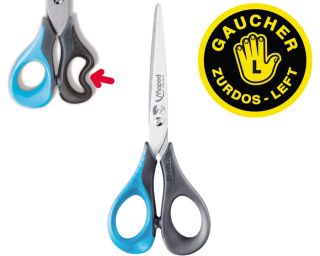 Ciseaux SENSOFT 16 cm - GAUCHER, anneaux souples, coloris assortis 