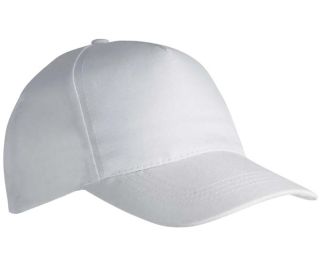 OBJ-CASQ-01, Casquette blanche, 5 panneaux, 100% polyester, idéale pour la sublimation, vue principale.