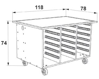 RLB-ILOT1-BC Meuble Roulab ilot bas blanc
