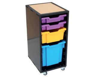 RLB-SERV1 Meuble Roulab Servante simple version noire plateau bois