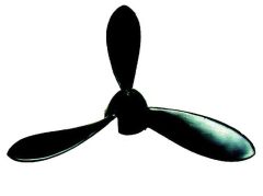 HEL2-01 Hélice Tripale ø120 plastique NOIRE RIGIDE pour axe moteur 2 mm