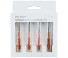 CRE-K1-BUSKIT, Lot de 4 buses haut débit pour imprimantes K1/C/Max de Creality : 0.4/0.6/0.8mm, vue principale des 4 buses dans leur emballage
