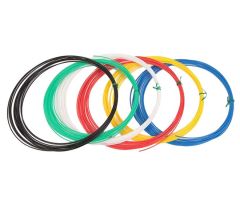  ECH-ABS-CONS, échantillon de filaments ABS Tiertime, vue des 6 couleurs : noir, vert, blanc, rouge, jaune, bleu