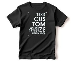 Exemple de réalisation : Tee-shirt noir personnalisé avec un motif blanc grâce au film flex adhésivé  blanc