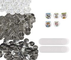 MA-BADG-R32E-500, Lot de 500 badges vierges, ronds avec épingle, de diamètre 32 mm, vue principale