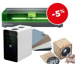 MB-S1-PACK-01	Pack clé en main - Découpeuse laser xTool S1 40W avec module rotatif et Extracteur de fumée + pack de matériaux variés et kit électronique pour fabriquer une enceinte bluetooth pédagogique.
