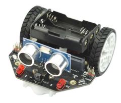 MI-MAQUEEN, robot Maqueen Lite - DF Robot v3.0, vue de face avec son télémètre à ultrasons