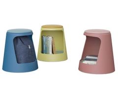 MOB-TAB-J, Tabouret mobile Mobiflex avec espace de rangement intégré, taille 6 (46 cm), vue des 3 couleurs disponibles (ocre, terra-cotta et bleu), 