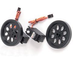 Pack de 2 servomoteurs rotation continue couple 3kg.cm + 2 roues D70