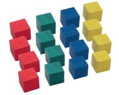 PAC-CUB-RVBJ-34 Pack de 16 cubes 34mm, Rouge, Vert, Bleu, Jaune