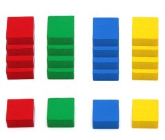 PAC-PAV-RVBJ-2X1 Pack de 20 pavés 20 x 20 x 10mm en bois, Rouge, Vert, Bleu, Jaune 