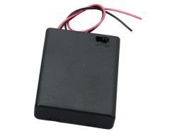 Support 4 piles AAA avec couvercle + bouton M/A, sortie fils 150 mm 