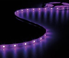 V-LEDS19RGB, Flexible 150 LED multicolores (5 m) avec contrôleur-RVB, vue principale du ruban éclairé dans le noir
