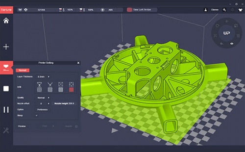 Interface du logiciel UP Studio pour les imrimantes 3D Tiertime